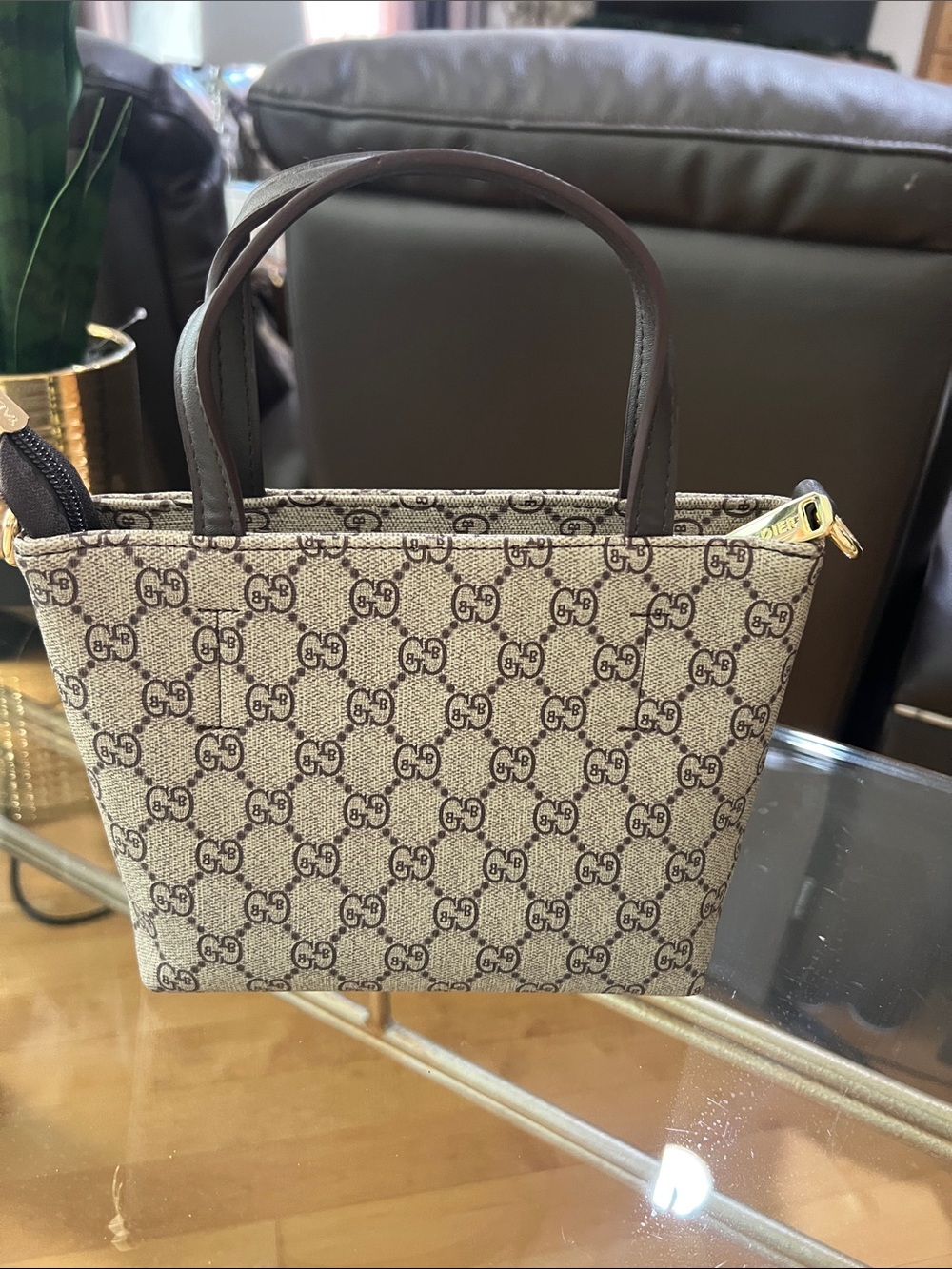 MINI  Monogram Tote Bag - Brown/Beige